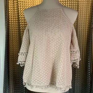 By Together pink top with Pom Pom fringe size L